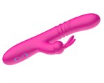 Розовый вибратор-кролик с функцией поступательных движений - 24,3 см. 522184