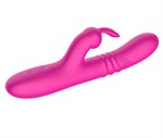 Розовый вибратор-кролик с функцией поступательных движений - 24,3 см. 522184
