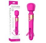 Розовый двусторонний wand-вибратор с функцией фингеринга - 26 см. 522201