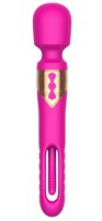 Розовый двусторонний wand-вибратор с функцией фингеринга - 26 см. 522201