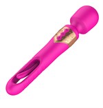 Розовый двусторонний wand-вибратор с функцией фингеринга - 26 см. 522201 - фото 848004