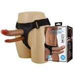 Темно-бежевый фаллопротез для двойного проникновения - 17,5 см. 522575