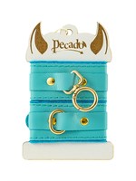 Голубые двуслойные кожаные наручники-браслеты 523526