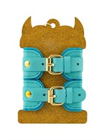 Голубые двуслойные кожаные наручники-браслеты 523526