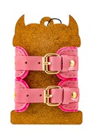 Розовые двуслойные кожаные наручники-браслеты 523527