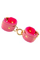 Розовые двуслойные кожаные наручники-браслеты 523527 - фото 850491