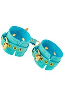 Голубые однослойные кожаные наручники 523528