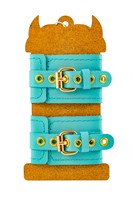 Голубые однослойные кожаные наручники 523528