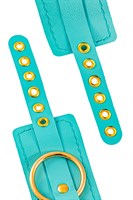 Голубые однослойные кожаные наручники 523528