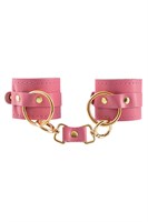 Розовые однослойные кожаные наручники 523529