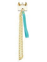 Голубой кожаный поводок с карабином для ошейника - 80 см. 523530