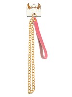 Розовый кожаный поводок с карабином для ошейника - 80 см. 523531