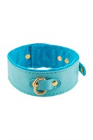 Голубой двуслойный кожаный ошейник с подкладкой из фетра 523532