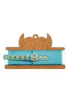 Голубой двуслойный кожаный ошейник с подкладкой из фетра 523532