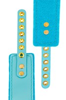 Голубой двуслойный кожаный ошейник с подкладкой из фетра 523532