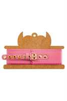 Розовый двуслойный кожаный ошейник с подкладкой из фетра 523533