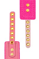 Розовый двуслойный кожаный ошейник с подкладкой из фетра 523533