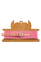 Розовый кожаный однослойный ошейник с прошивкой 523535