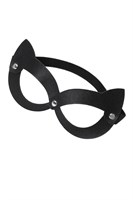 Черная открытая маска с ушками кошки 523573
