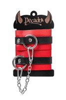 Красно-черные мягкие оковы с одним ремешком и люверсами 523576