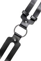 Черный кожаный чокер-ошейник из двух ремешков 523579