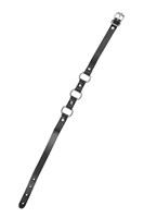 Черный кожаный чокер-ошейник с тремя кольцами 523581