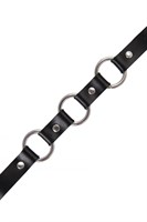 Черный кожаный чокер-ошейник с тремя кольцами 523581