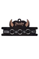 Черный кожаный чокер-ошейник с тремя кольцами 523581