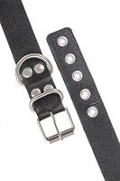 Черные кожаные наручники-браслеты из одного ремешка с люверсами 523583