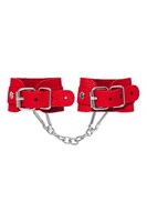 Красные кожаные наручники-браслеты со скруглёнными углами 523584
