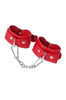 Красные кожаные наручники-браслеты со скруглёнными углами 523584