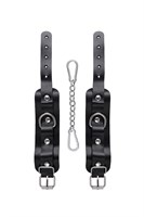 Черные кожаные наручники-браслеты со скруглёнными углами 523585