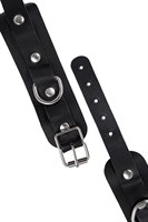 Черные кожаные наручники-браслеты со скруглёнными углами 523585