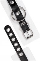 Бело-черные кожаные наручники с одним ремешком с люверсами 523588 Бело-черные кожаные наручники с одним ремешком с люверсами 523588