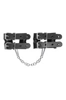 Черные кожаные наручники-браслеты из двух ремешков 523590 Черные кожаные наручники-браслеты из двух ремешков 523590