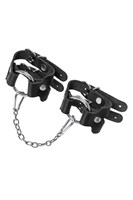 Черные кожаные наручники-браслеты из двух ремешков 523590 Черные кожаные наручники-браслеты из двух ремешков 523590