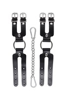 Черные кожаные наручники-браслеты из двух ремешков 523590 Черные кожаные наручники-браслеты из двух ремешков 523590