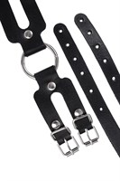 Черные кожаные наручники-браслеты из двух ремешков 523590 Черные кожаные наручники-браслеты из двух ремешков 523590