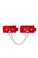 Красные кожаные узкие оковы со скруглёнными углами 523594