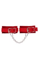 Красные кожаные узкие оковы со скруглёнными углами 523594