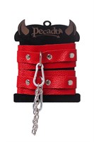 Красные кожаные узкие оковы со скруглёнными углами 523594