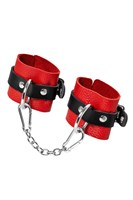 Красно-черные мягкие наручники с одним ремешком с люверсами 523597