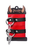 Красно-черные мягкие наручники с одним ремешком с люверсами 523597