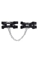 Черные кожаные оковы из двух ремешков 523598