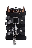 Черные кожаные оковы из двух ремешков 523598