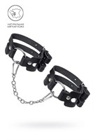 Черные кожаные оковы из двух ремешков 523598 - фото 857097