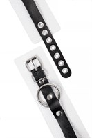 Бело-черные мягкие оковы с одним ремешком и люверсами 523599