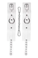 Белые мягкие кожаные оковы с люверсами 523605