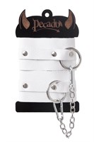 Белые мягкие кожаные оковы с люверсами 523605