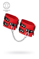 Красно-черные мягкие оковы с двумя ремешками с люверсами 523611